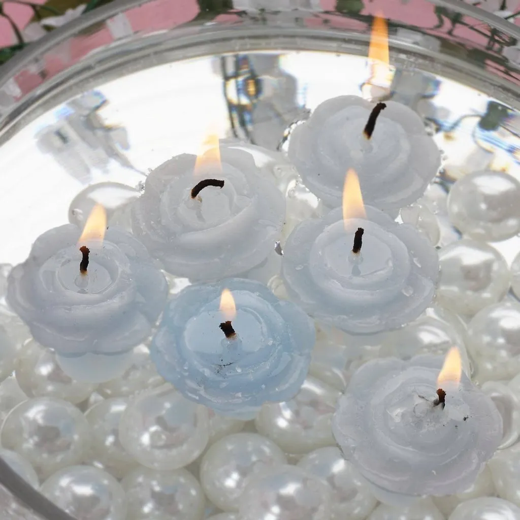 12 PCS Blue Rose Mini Floating Candles Wedding Birthday Party Centerpiece Decor