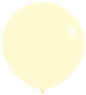 3ft 90cm Sempertex Plain Latex Balloon - Round Pastel Matte Yellow