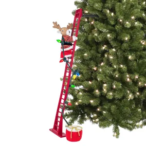 43 in. Animated Ladder Climbing Reindeer