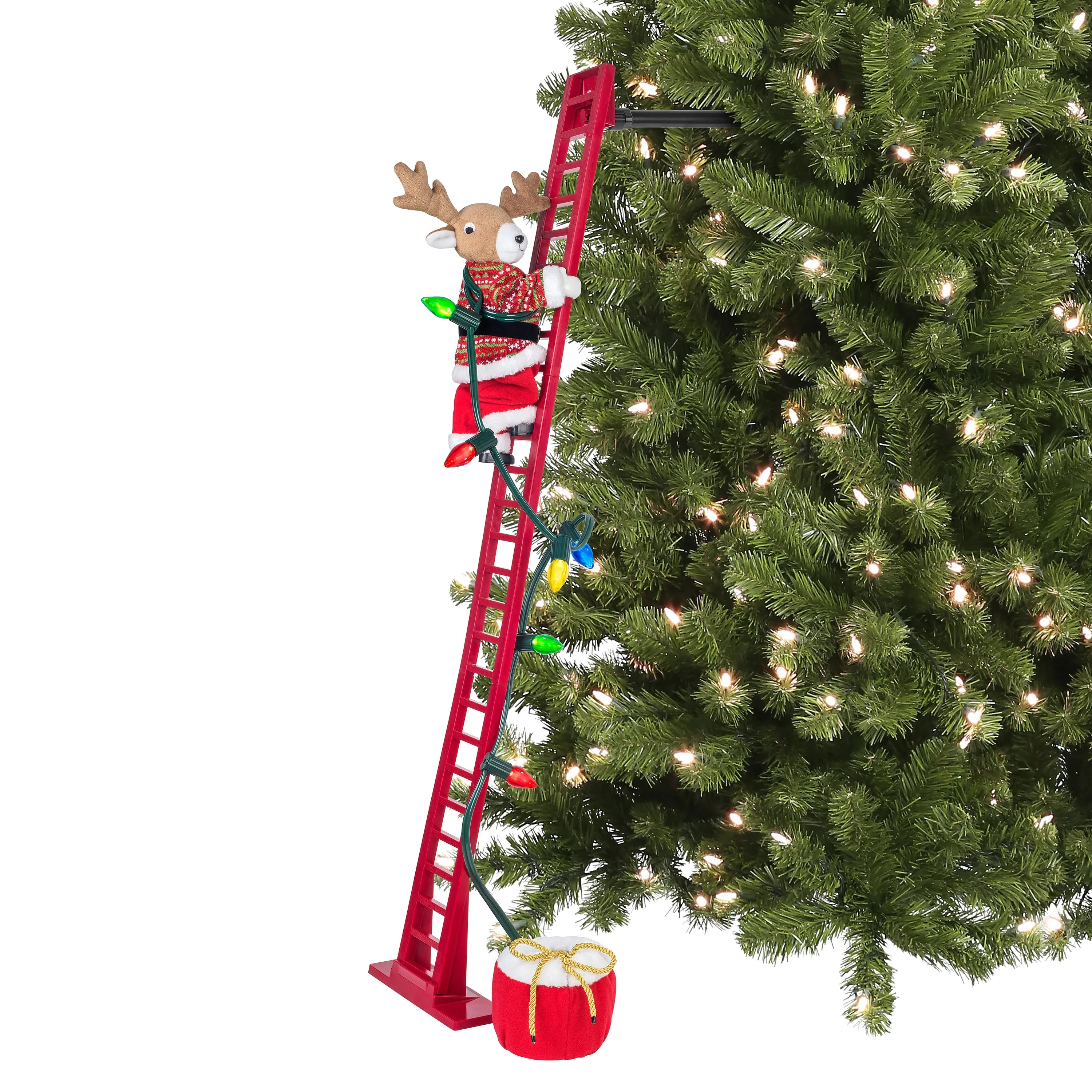 43 in. Animated Ladder Climbing Reindeer