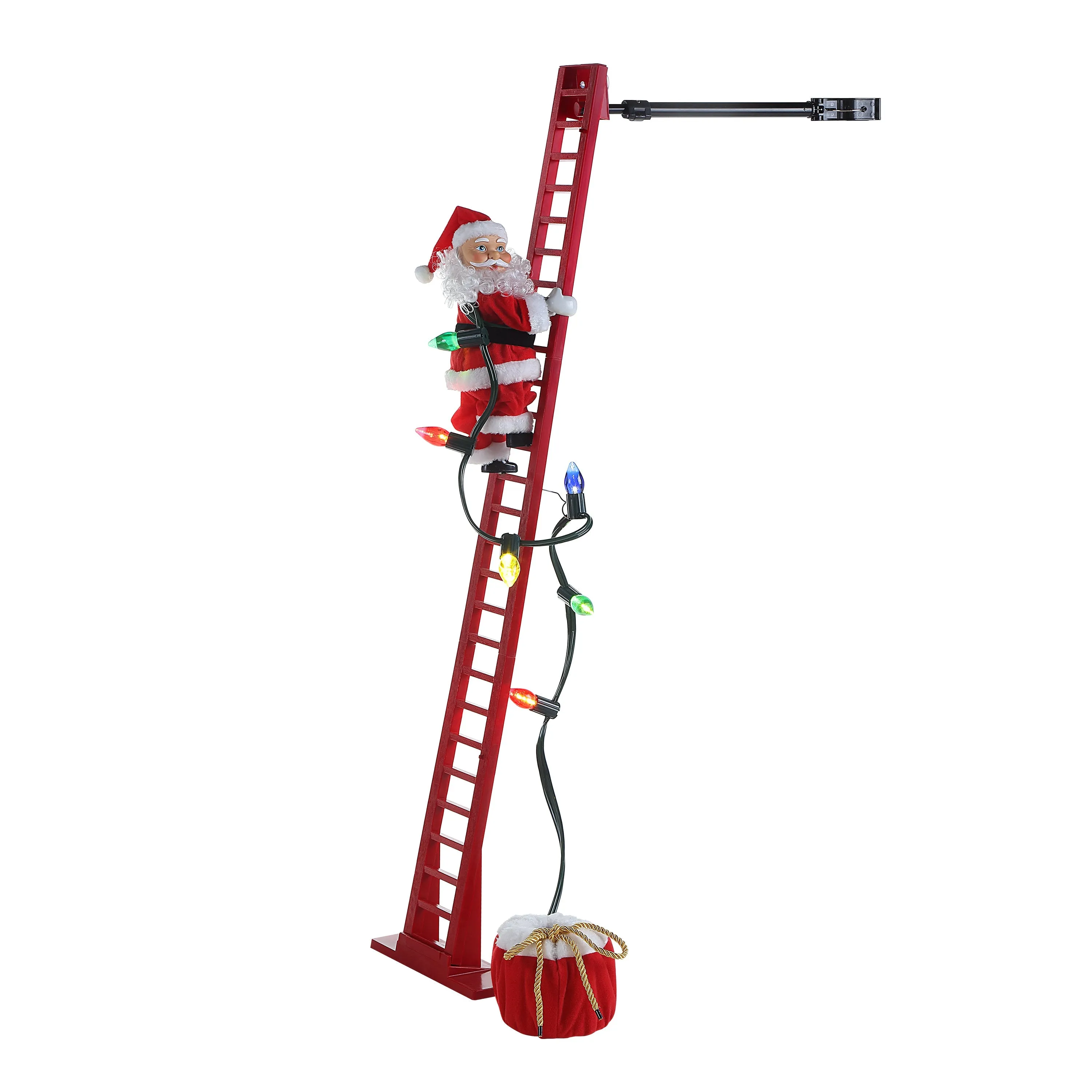 43 in. Animated Ladder Climbing Sculpted White Santa