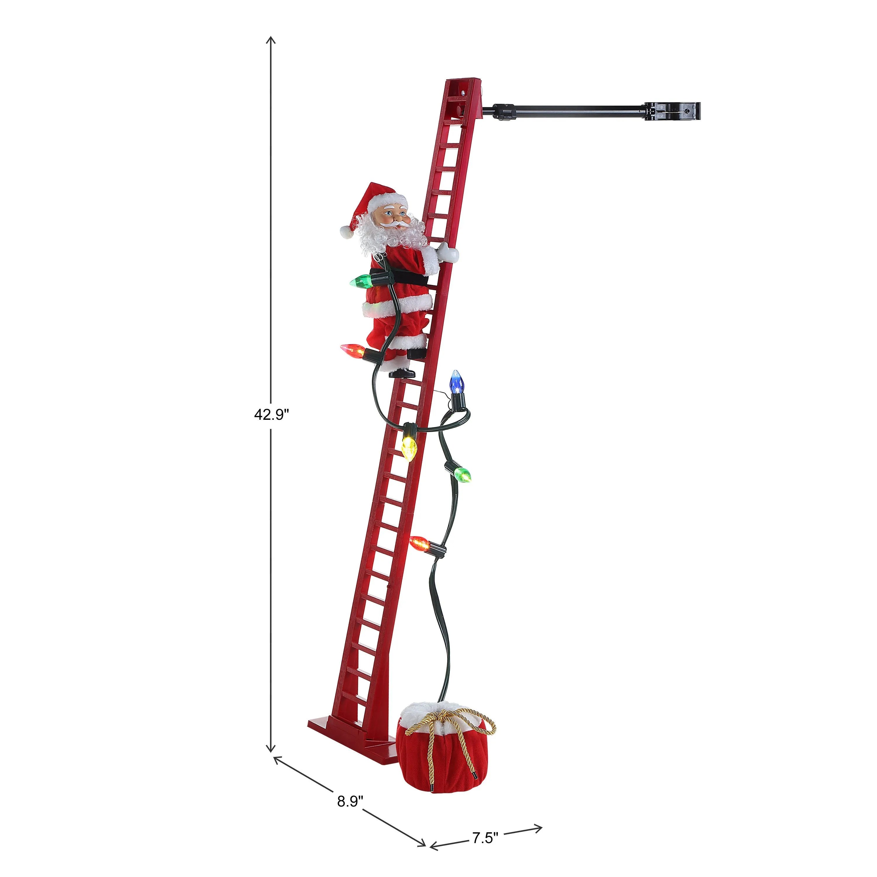 43 in. Animated Ladder Climbing Sculpted White Santa