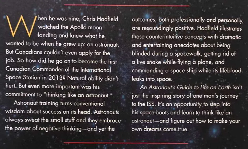 AN ASTRONAUT'S GUIDE TO LIFE - Chris Hadfield