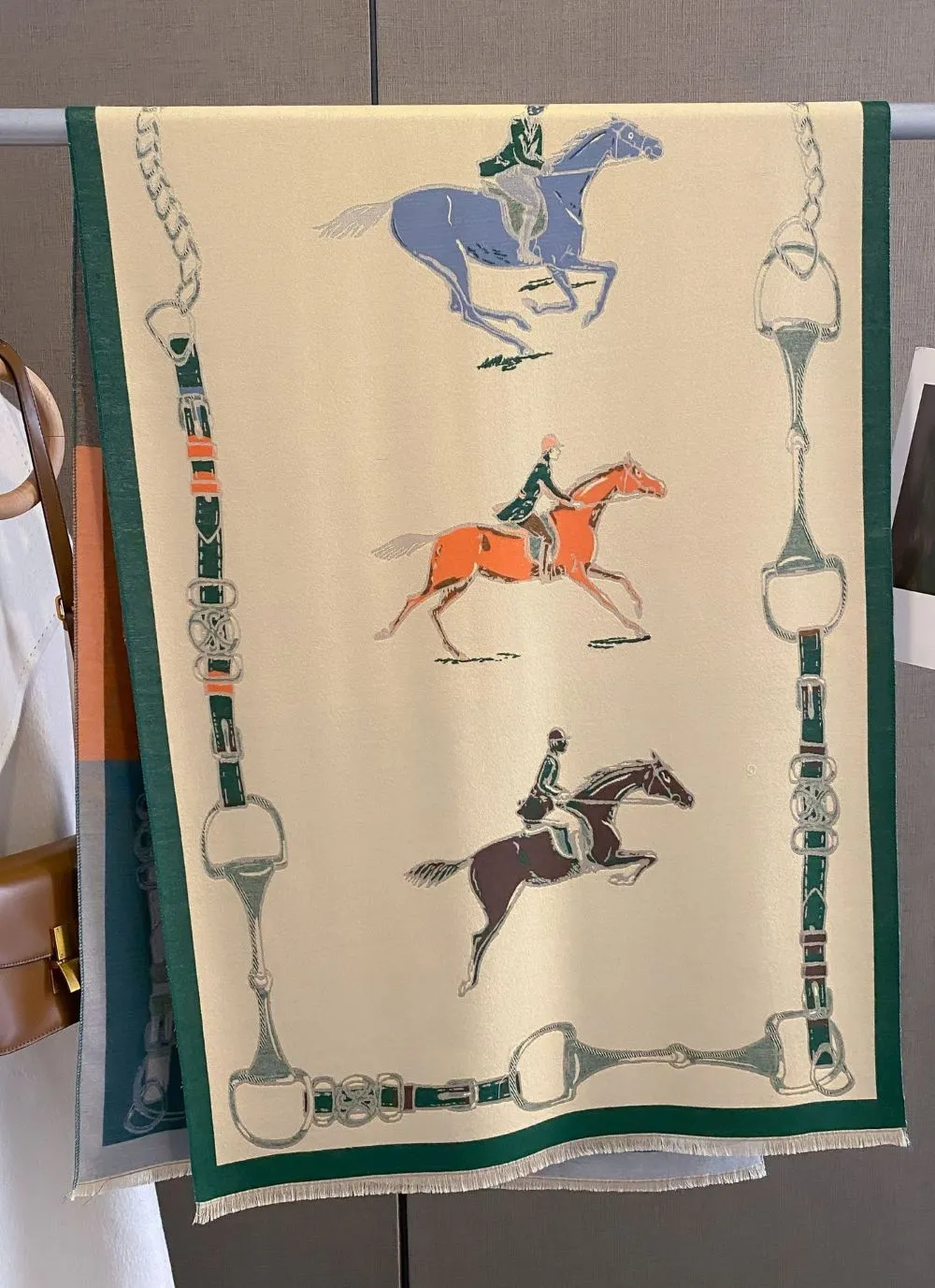 AWST Int'l Hunter Horses Acrylic Cashmere Scarf