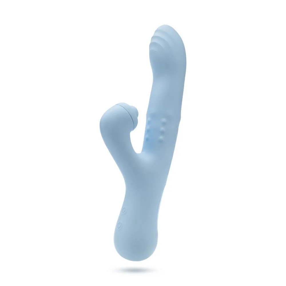 Blush Devin 9.25 Inch G Spot Clitoral Dual Stimulation Rabbit Vibrator In Blue - 10 Vibration Functions - Soft Silicone