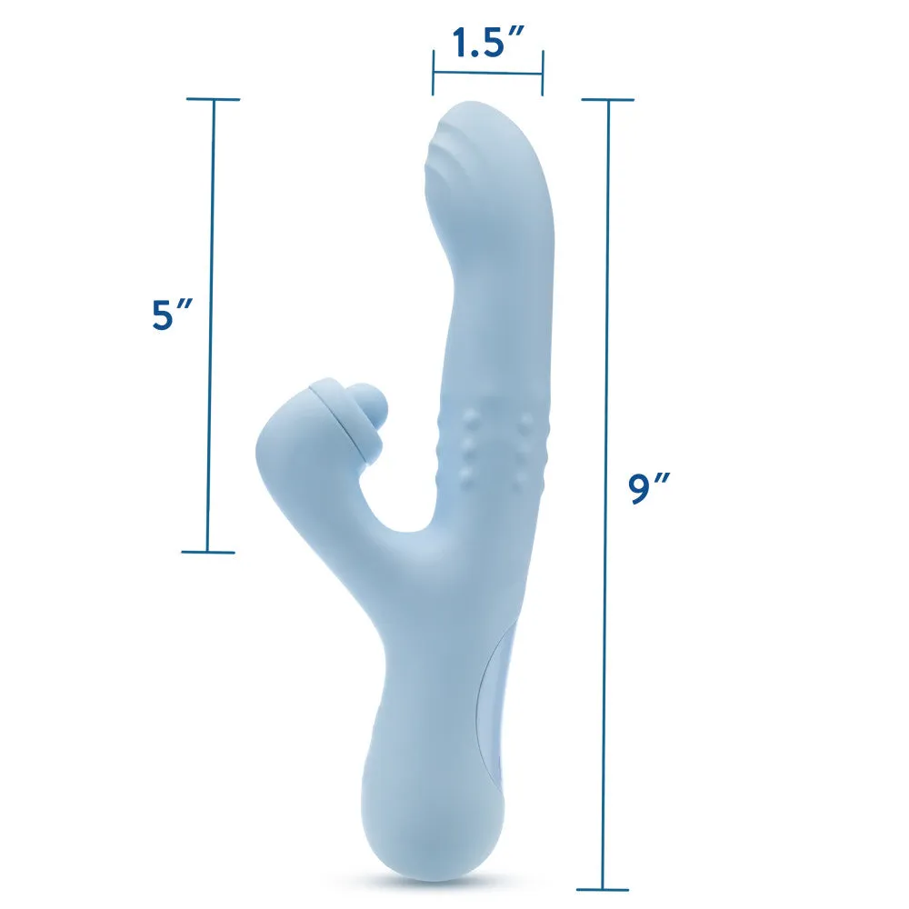 Blush Devin 9.25 Inch G Spot Clitoral Dual Stimulation Rabbit Vibrator In Blue - 10 Vibration Functions - Soft Silicone