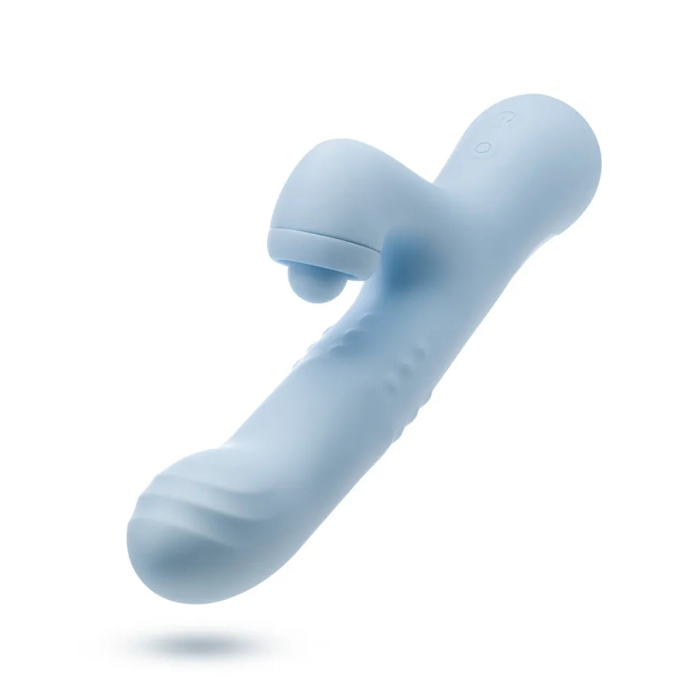 Blush Devin 9.25 Inch G Spot Clitoral Dual Stimulation Rabbit Vibrator In Blue - 10 Vibration Functions - Soft Silicone