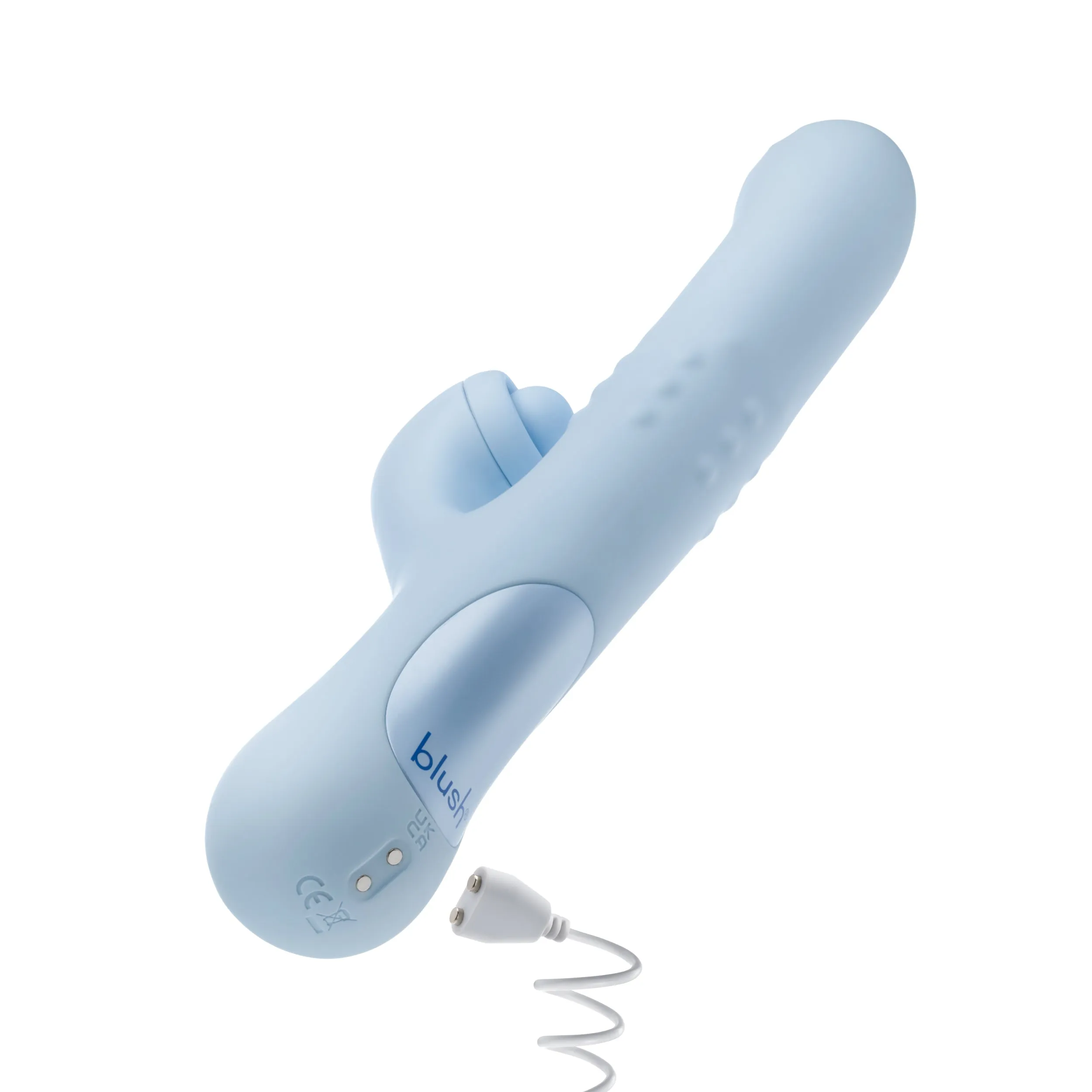 Blush Devin 9.25 Inch G Spot Clitoral Dual Stimulation Rabbit Vibrator In Blue - 10 Vibration Functions - Soft Silicone