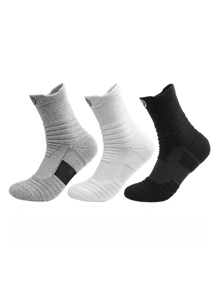 Buy One Get Three Thickened High Top Solid Color Running Sports Socks