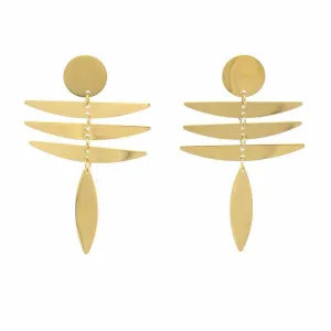 Earrings 18k Gold Plated Stainless Steel Fringe Dangle