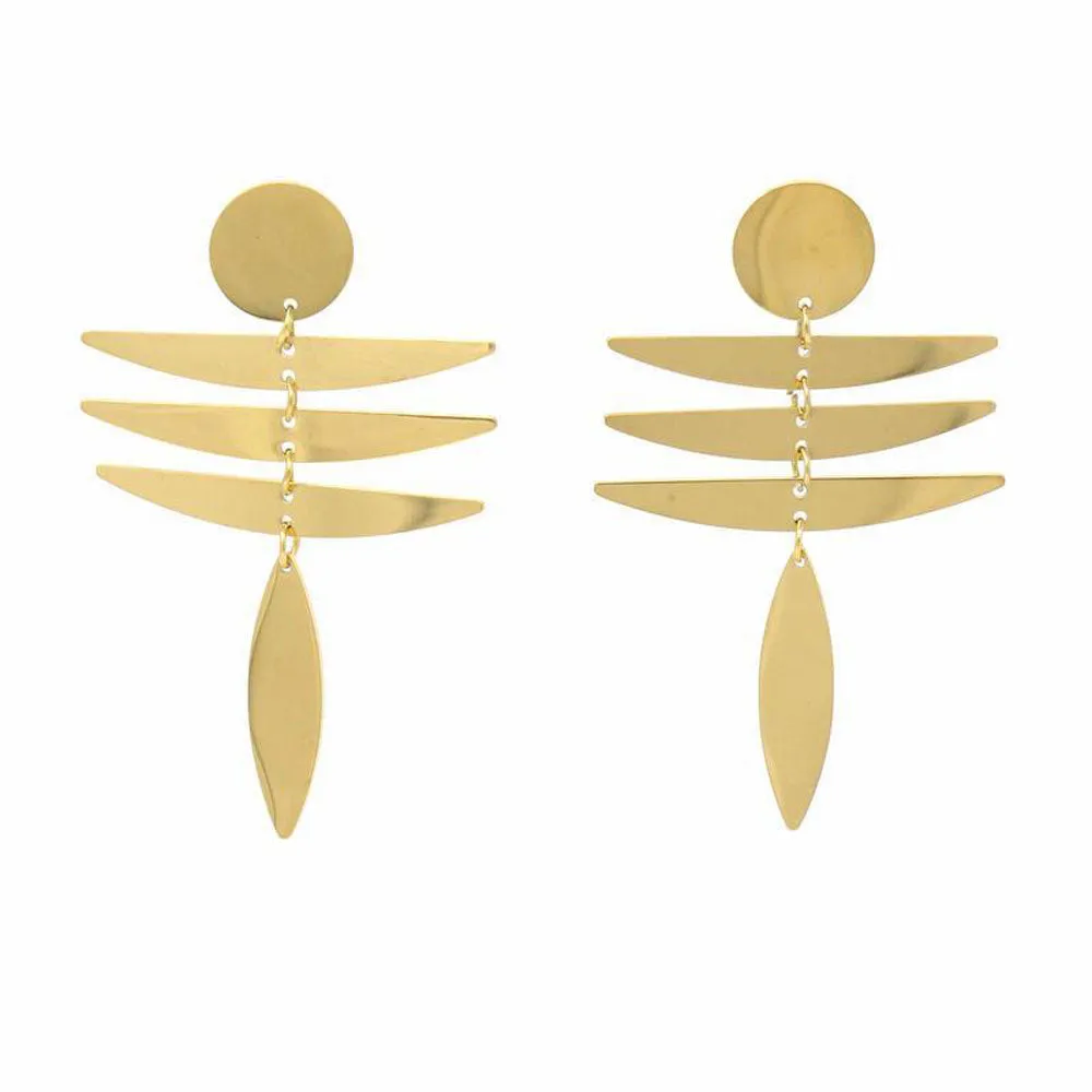 Earrings 18k Gold Plated Stainless Steel Fringe Dangle