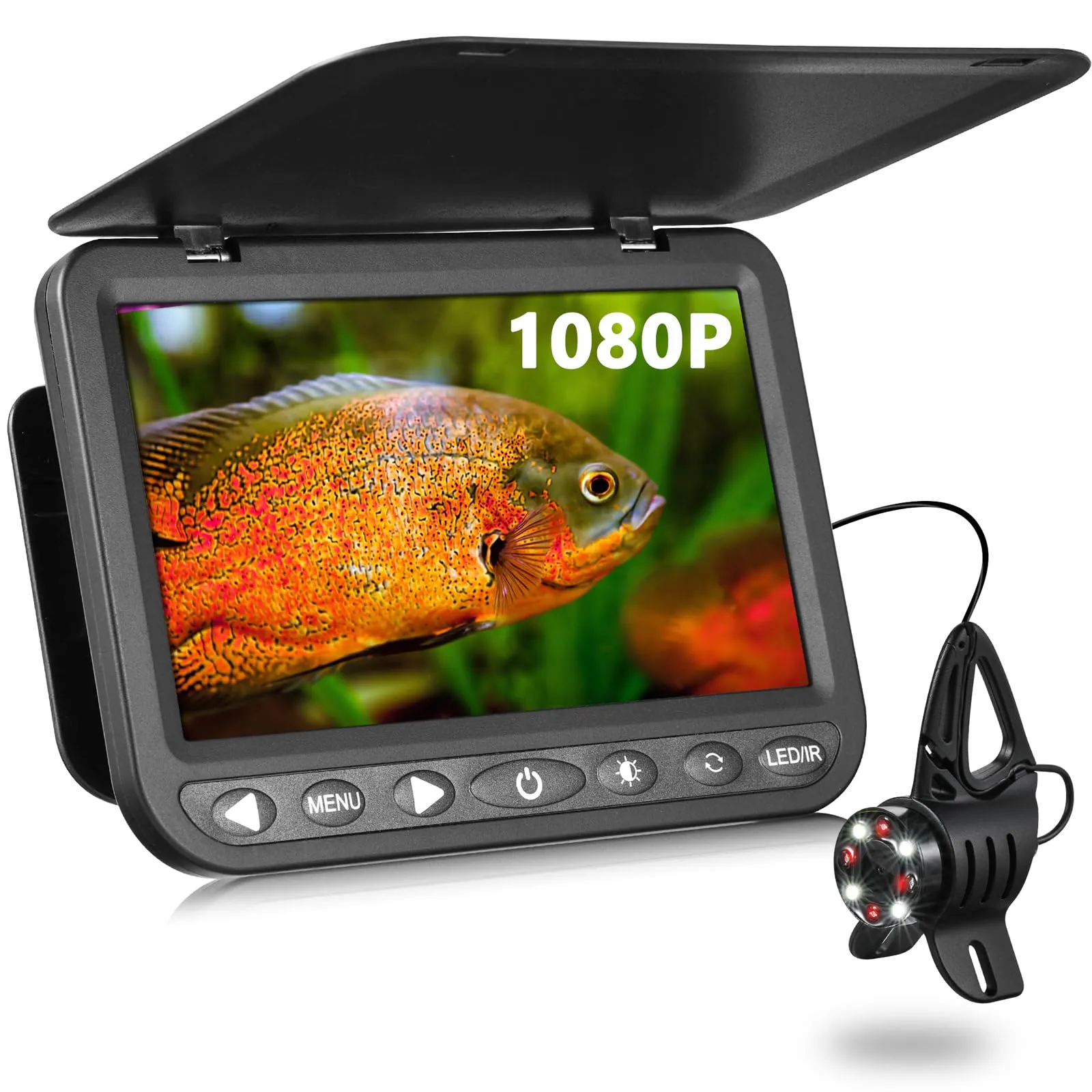 MOQCQGR 7'' Underwater Fishing Camera - [Upgrade HD 1080P] Ice Fishing Camera Underwater w/ 10,000mAh Li-Battery, USB-C Charging Port, Portable Ice Fishing Fish Finder for Ice Lake Boat Kayak Fishing