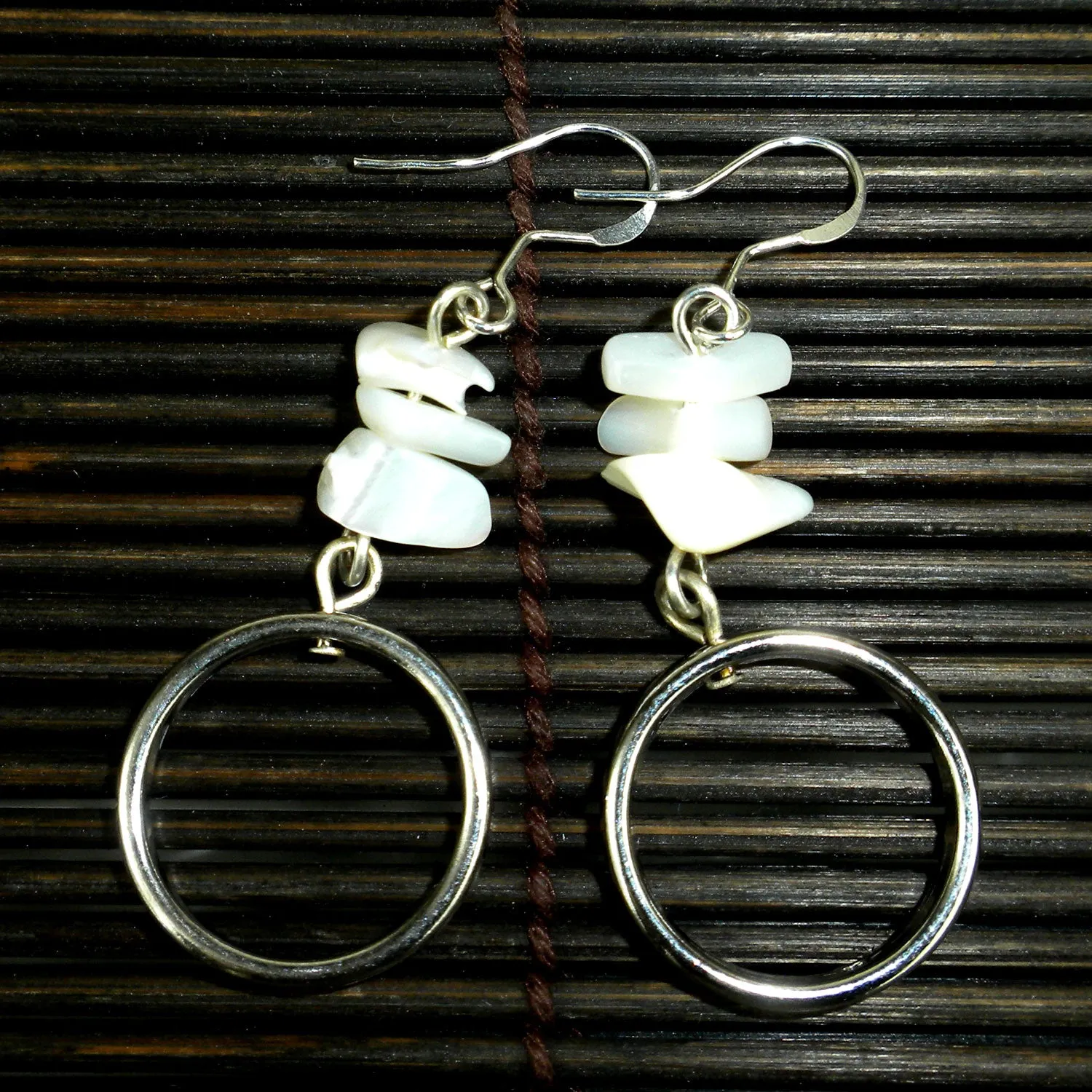 Mother-of-Pearl and Silver Hoop Earrings Starfish Project