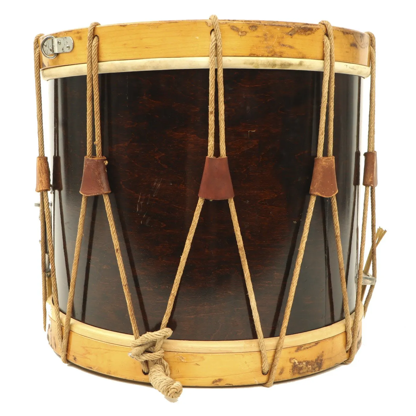 Original WWI Era U.S. Military Issue Wood Field Snare Rope Drum by Ludwig & Ludwig with Sticks