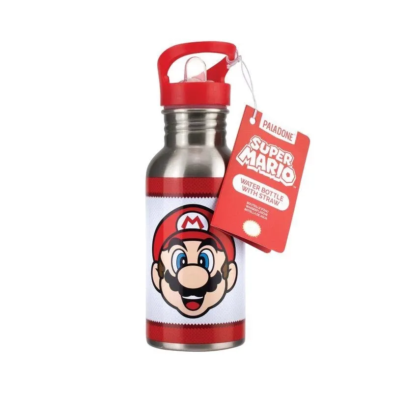 Paladone Super Mario Metal Water Bottle with Straw