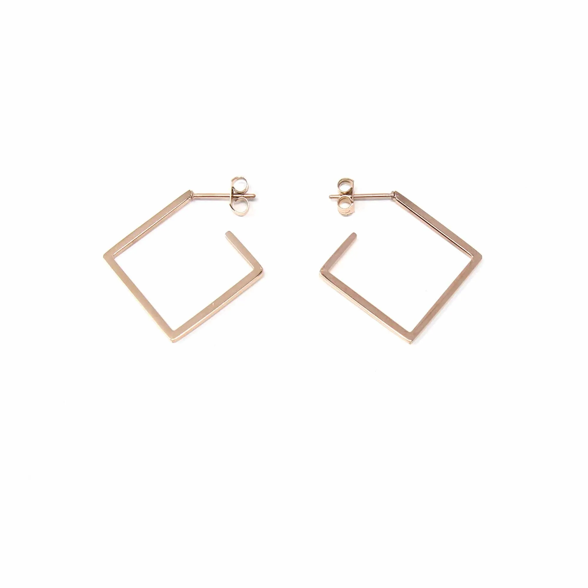 Rose Gold Plated 2D Diamond Shape Earrings Starfish Project