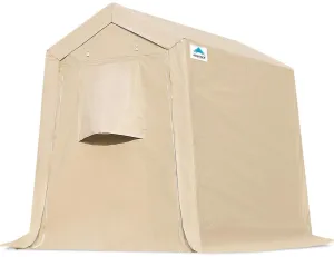 SANNWSG OUTDOOR 6x8 ft Outdoor Portable Storage Shelter Shed with 2 Roll up Zipper Doors & Vents Carport for Motorcycle Waterproof and UV Resistant Anti-Snow Portable Garage Kit Tent, Beige