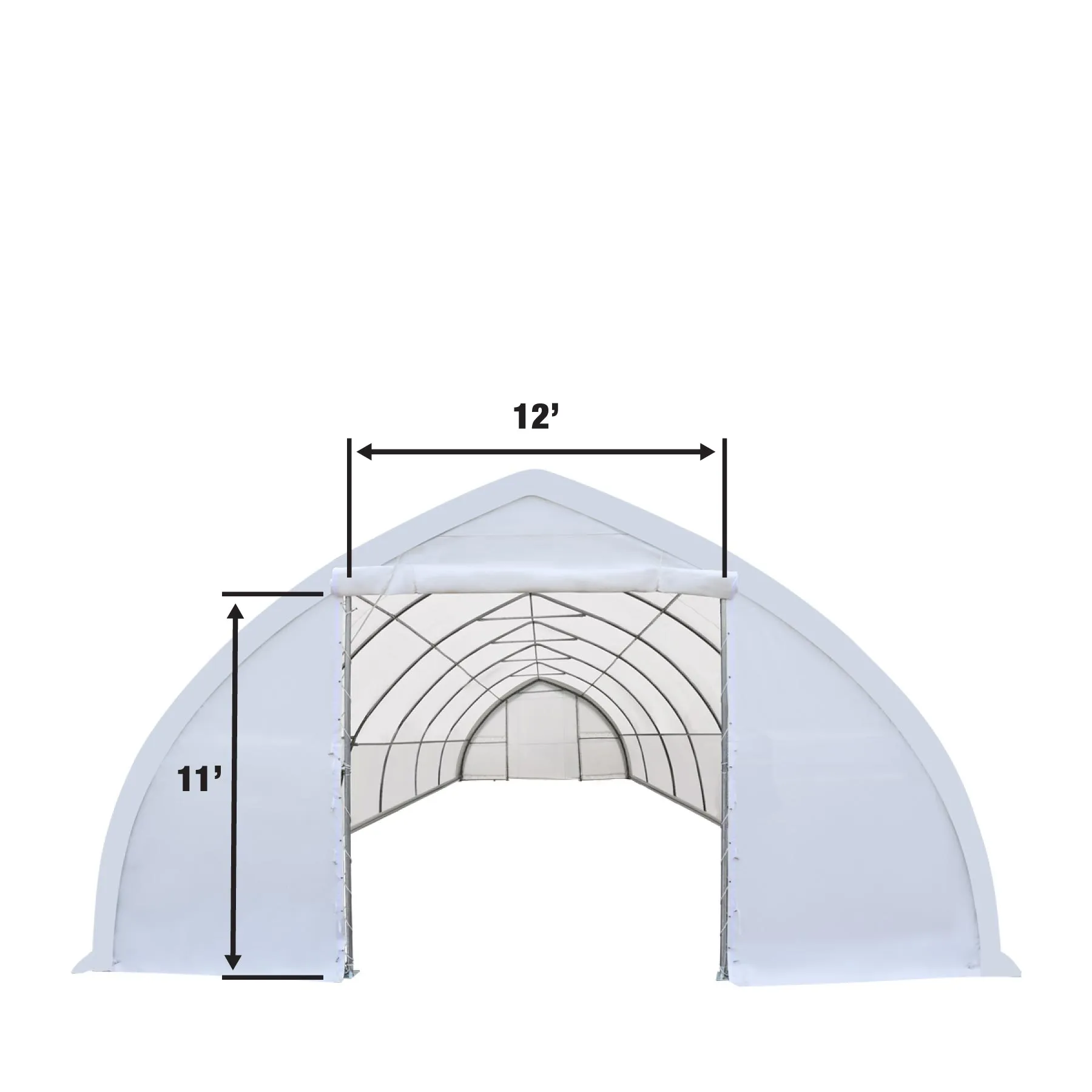 TMG Industrial 30' x 60' Peak Ceiling Storage Shelter with Heavy Duty 17 oz PVC Cover & Drive Through Doors, TMG-ST3060V